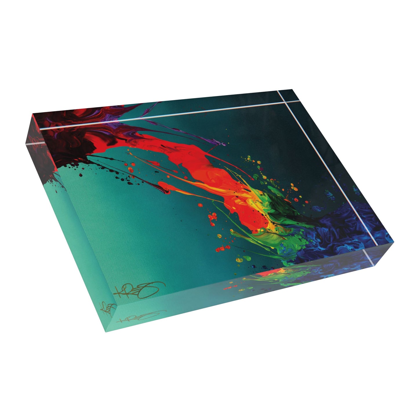 Teal Abstract Kre8 Kube Acrylic Art Blocks