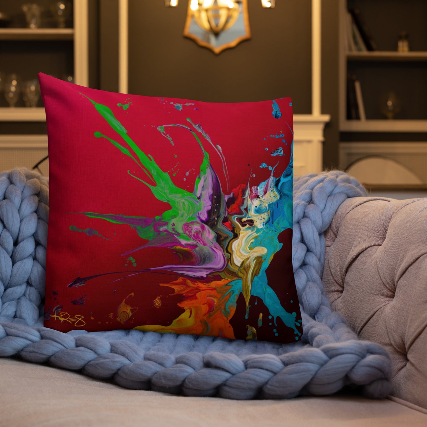 The Colors of Love Abstract Kre8 Premium Throw Pillow