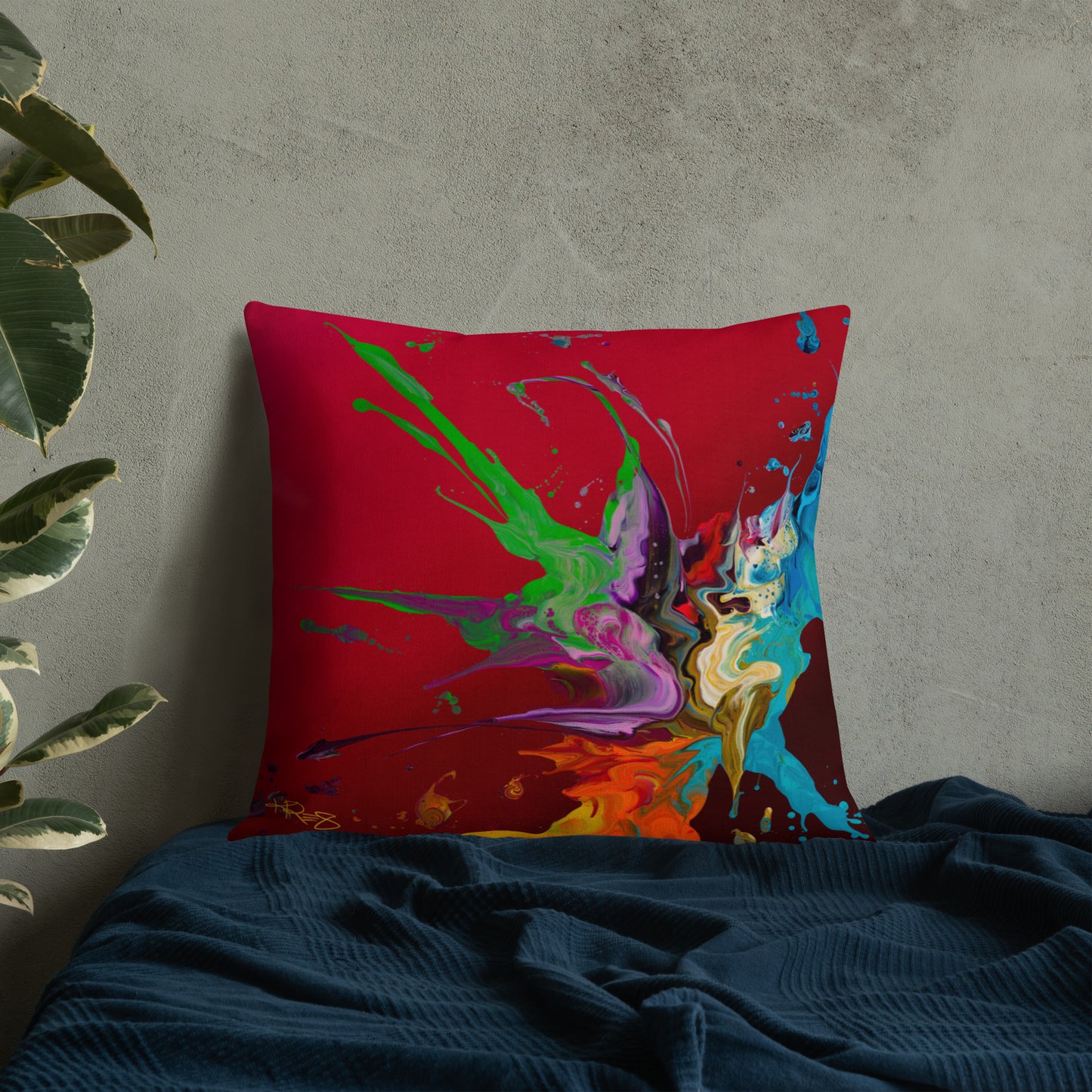 The Colors of Love Abstract Kre8 Premium Throw Pillow
