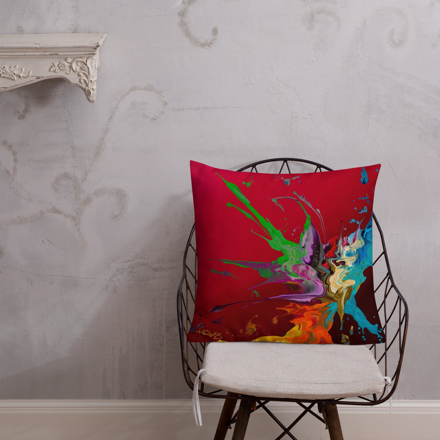 The Colors of Love Abstract Kre8 Premium Throw Pillow