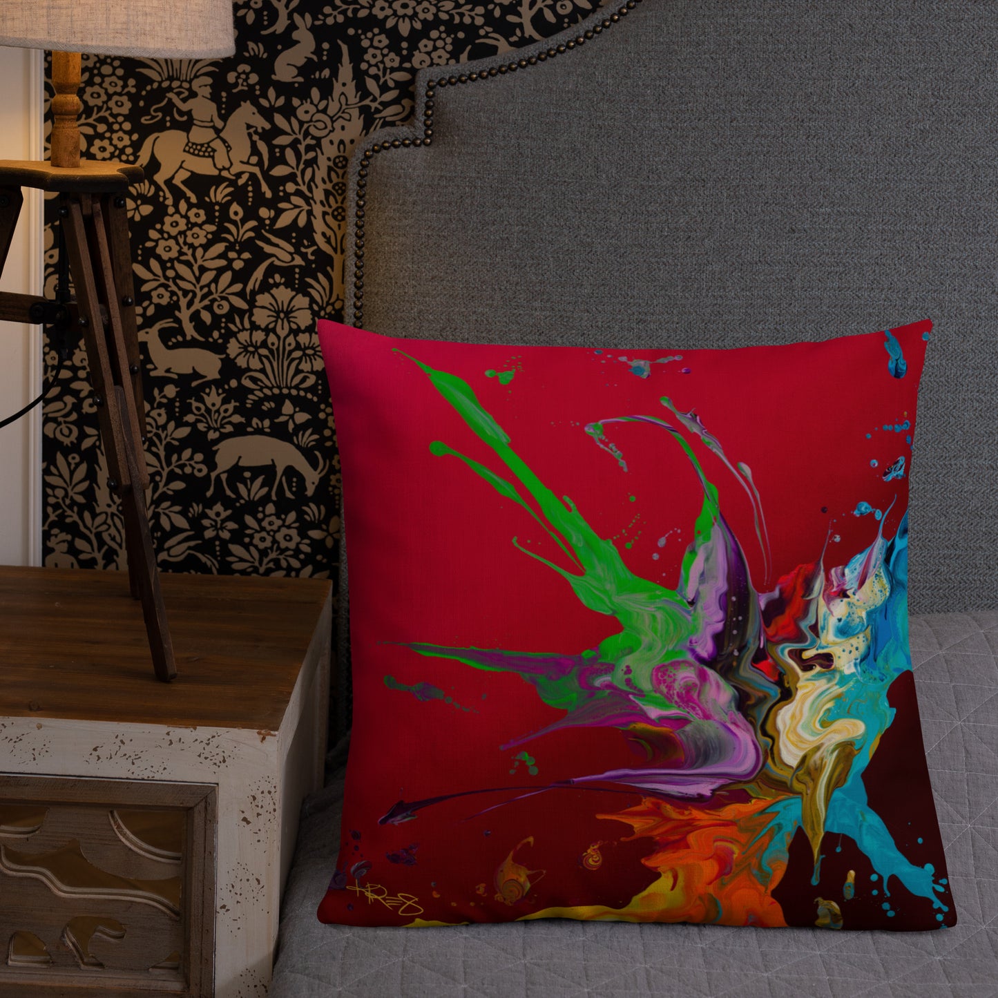The Colors of Love Abstract Kre8 Premium Throw Pillow