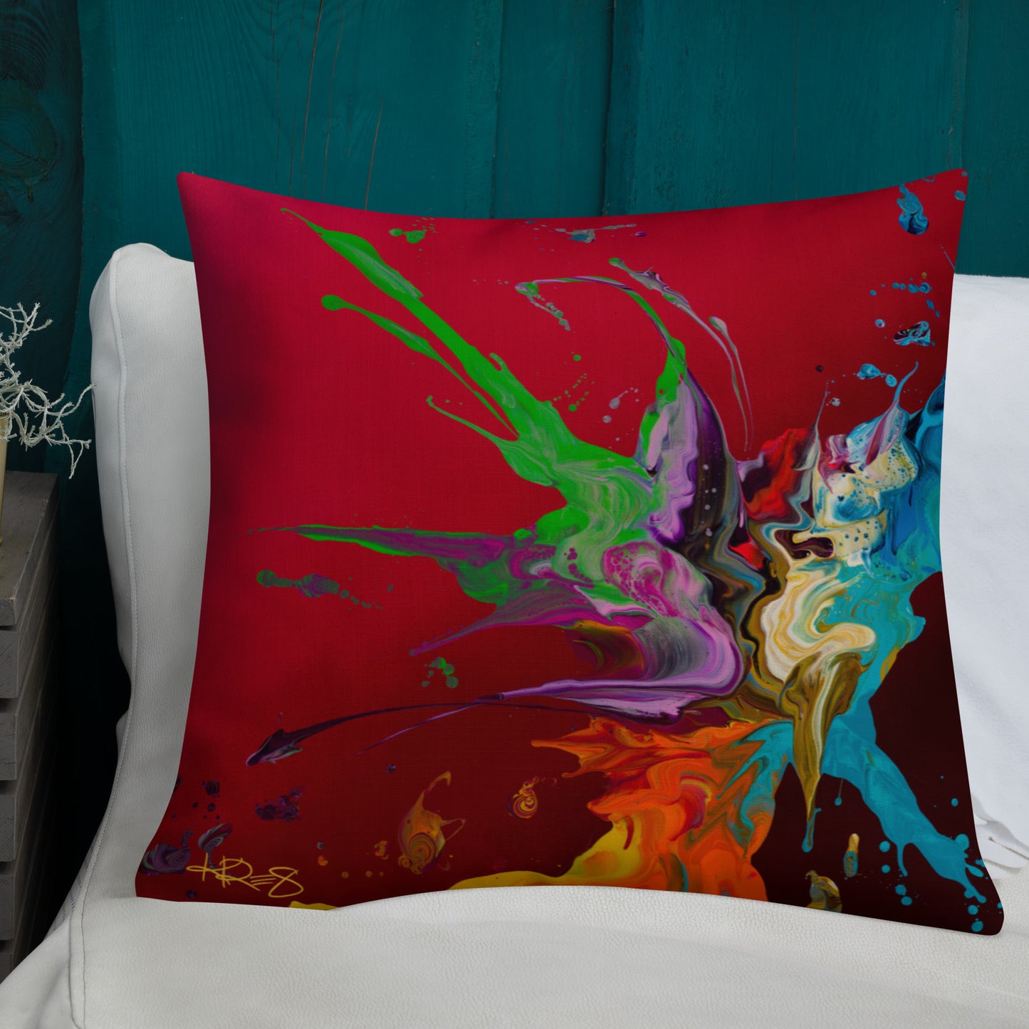 The Colors of Love Abstract Kre8 Premium Throw Pillow