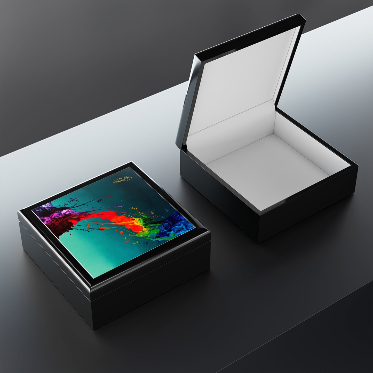 Teal Abstract Kre8 Jewelry Box / Valuables Chest