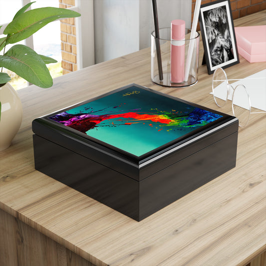 Teal Abstract Kre8 Jewelry Box / Valuables Chest
