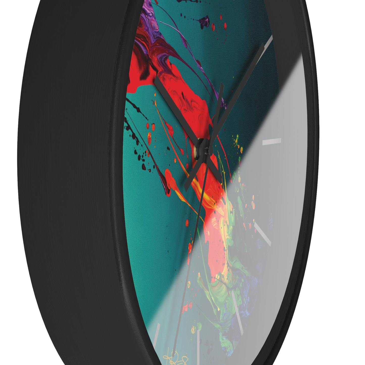 Teal Abstract Kre8 Wooden Frame Wall Clock