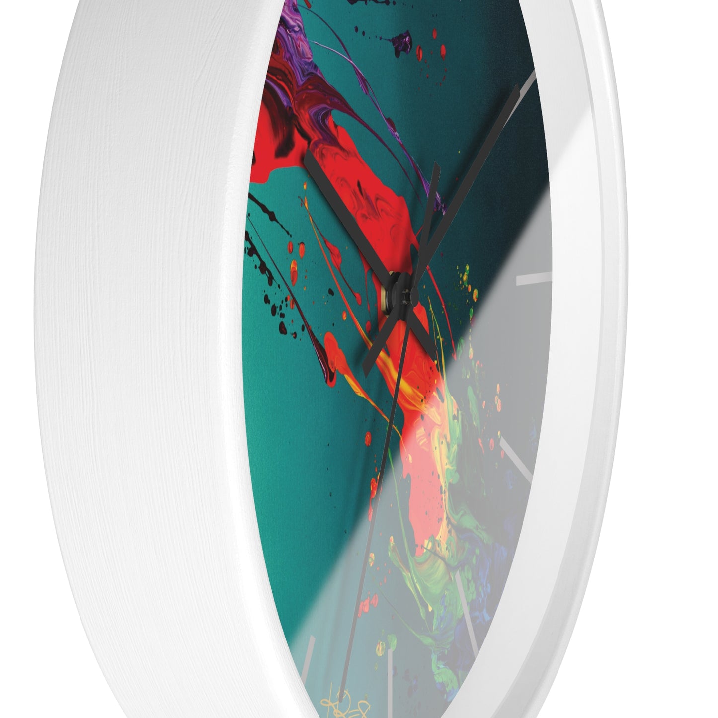 Teal Abstract Kre8 Wooden Frame Wall Clock