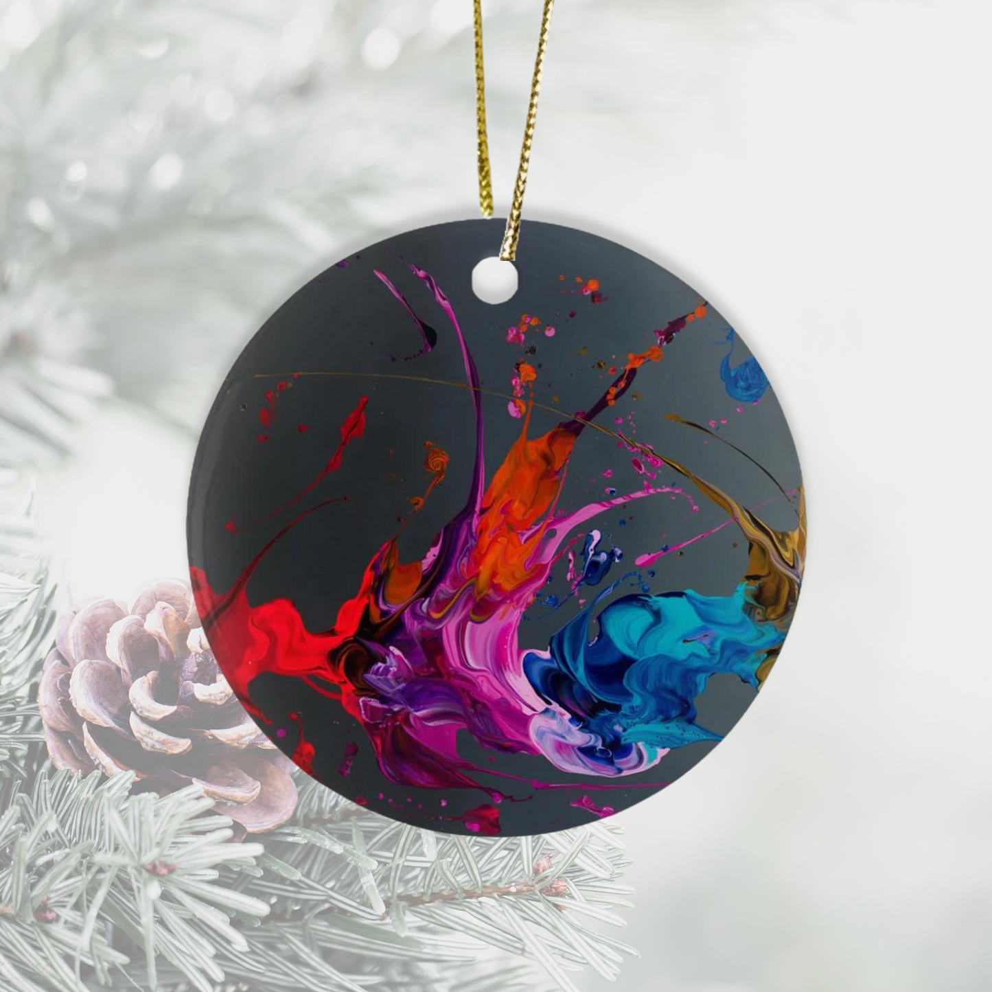 Happy Holiday Kre8 Abstract Porcelain Holiday Ornaments