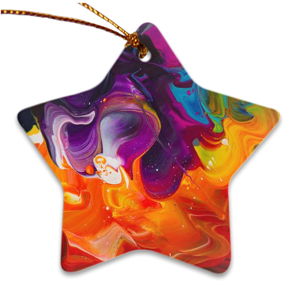 Supernova Abstract Kre8 Porcelain Holiday Ornaments