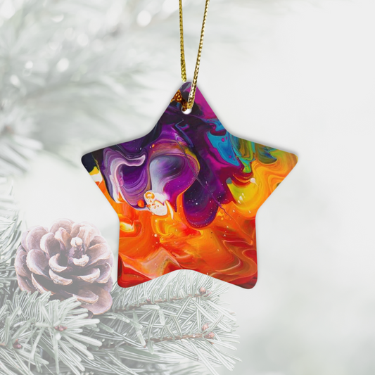 Supernova Abstract Kre8 Porcelain Holiday Ornaments